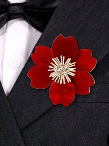 Broche de flor de acrilico con rhinestones elegante para hombres, accesorio de alfiler para traje, regalo para fiestas y recepciones