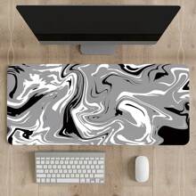 Fluid Pattern Gaming Mouse Pad For Desk,Desk Mat With Non-Slip Base,Large Mouse Pad Gaming Mousepad, Mouse Mat Desk Pad With Seamed Edges Mousepad For Gaming,Home,Black-Gray