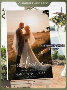 Individuelle Hochzeit Willkommensschild Vorlage, Foto Hochzeit Willkommensschild, modernes minimalistisches Hochzeit Willkommensschild, Hochzeit Beschilderung Dekoration bearbeitbarer druckbarer Hochzeit Schild mit Foto, individuelle Hochzeit Beschilderung, personalisiertes Foto Hochzeit Schild, Hochzeit Willkommensschild mit Foto, erhöht den Spaß, dekorative Malerei, Wohnzimmer, Schlafzimmer, Dekorationsposter, unvergesslich, bedeutungsvoll, Leinwand, rahmenlos