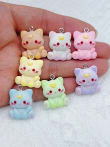 7PCS Cartoon Cute Animal Cat Pendant Resin Jewelry Making DIY Earrings Keychain Phone Necklace Discovered - A - View 10