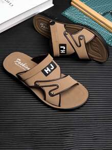 2025 New Summer Men's Brown Leather Sandals, Driving Wear-Resistant Non-Slip Beach Slippers