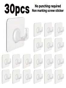 4/10/20/30pcs, Acrylic Transparent Hooks, Self-Adhesive Hooks, Traceless Adhesive Hooks, For Hanging Clothes, Towels, Keys, Sundries, For Use In Kitchens, Bedrooms, Bathrooms, Living Rooms