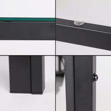 Glass Table And Chairs Set 2, 75cm Square Table With 2 Faux Leather High Back Chairs Modern Dining Room Sets For Home Kitchen Office - Black - View 4