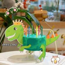 7 件场景蛋糕装饰霸王龙装饰和恐龙数字卡组合套装生日派对蛋糕装饰道具 - 多色 - 查看 6