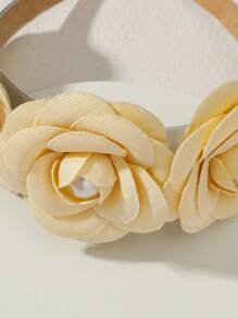 1pc Polyester Floral Print Retro Headband With Pearl & Flower Decor, Suitable For All Seasons, Women
