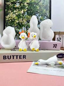 Molde de silicona DIY para piedras de fragancia con forma de pato, molde decorativo para elaborar patos de cuello retorcido rellenos de aceite para rejilla de ventilación de coche