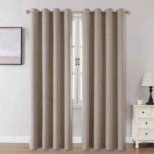 1pc/2pcs 100% Blackout Curtains, Linen Texture, Multiple Size Options For Bedroom, Living Room, Dining Room Or Home Theater Use. Comes With Curtain Rings.,Fall Decor,Autumn Decor,Room Decor