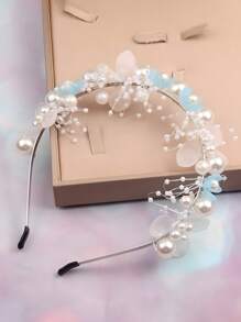 1pc Girls Elegant Pearl Flower Headband, Forest Sweet Headband, Alloy Material, Suitable For Girl, Daily Use, Ideal Choice For Gifts - Multicolor - View 13