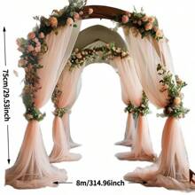 1pc Tulle Curtains Outdoor Wedding Party Decor Background Arch Drape Ornament - Champagne - View 4