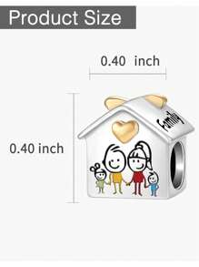 Silver Plated Charm Love Family House Golden Beads Charm Pendant Ball Suitable For Bracelets DIY Women's Jewelry - Silver - View 5