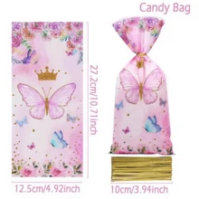 25/50 stuks roze vlinder geschenk snoep verpakking zakken, wikkel voor snoep, koekjes, gebak, bakkerijen, chocolade, feestgunsten