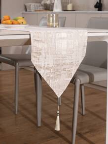 1 pieza Camino de mesa decorativo de jacquard metálico con patrón geométrico, adecuado para la decoración de la sala de estar y el comedor, decoración de otoño, decoración de otoño, decoración de la habitación - fragante - Ver 4