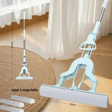 House Cleaning Tools Sponge Mop Roller Sponge Mop Self Squeeze Sponge Mop Stainless Steel Handle With PVA Absorbent Mop Head Refills For Home Commercial Use Tile Floor Bathroom Garage Cleaning - White - View 3