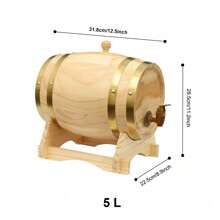 1pc 3L/5L Wooden Wine Barrel With Stand, Spigot And Stopper, Suitable For Aging Whiskey, Wine, Rum, Scotch, Customizable Whiskey Barrel, Mini Wooden Whiskey Barrel - Multicolor - View 2