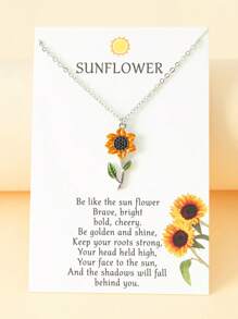 Goodwaro 1 件优雅水晶装饰锁骨项链，合金向日葵祝福项链，适合女士 - 彩色 - 查看 14