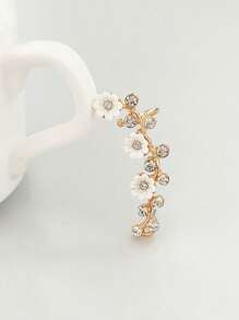 甜美优雅的耳环，由金属水钻、人造珍珠树脂、花卉朋克、时尚耳环、度假派对、女士珠宝制成 - 花朵耳掛 - 查看 11