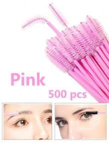 100/50/10pcs Disposable Mascara Wands, Mascara Brush, Eyelash Makeup Brush, Eyelash Spoolie Brush, Bendable Disposable Eyebrow Spoolie, Eyelash Brush For Eyelash Extension, Eyebrow Spoolie, Castor Oil Brush (Pink)