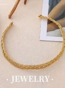 1 pieza Diadema de acero inoxidable de unicolor, de estilo minimalista, para todas las estaciones