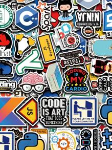 50pcs Programmer Sticker PVC Material, Such As Laptops, Mobile Phones, Water Bottles, Etc. The High Viscosity Design Ensures That The Sticker Is Firm And Not Easy To Fall Off.