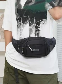 1pc Large-Capacity Men's Stylish Waterproof Waist Bag, Multi-Functional, Wear-Resistant, Multi-Compartment Waist Bag, With Adjustable Strap, Zipper Closure, Perfect For Sports, Fitness, Travel, Business And Daily Commute