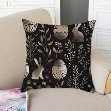 Juego de 4 fundas de almohada de Pascua negras de 45,7 x 45,7 cm, con forma de conejito de peluche, para sofá, cama o sofá. - Negro - Ver 6