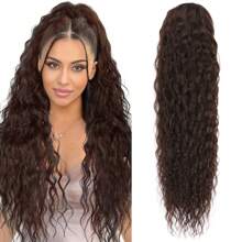 女士抽绳马尾接发 长款深波浪马尾接发 24英寸卷曲波浪马尾接发 合成纤维 可直接扎马尾假发 - 彩色 - 查看 15