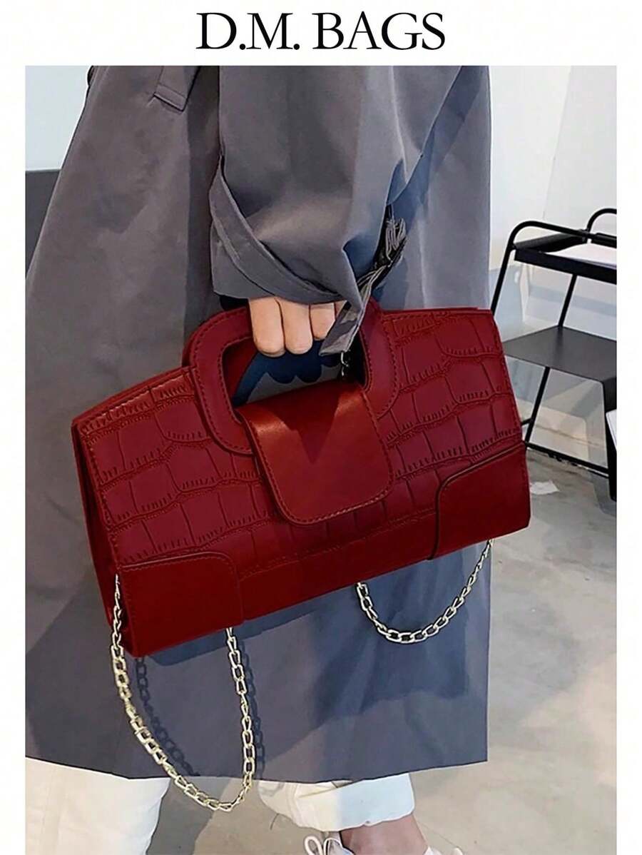 这款包采用随机裁剪的PU鳄鱼纹面料制成，是一款多功能女士包，可用作斜挎包、手提包、单肩包、派对手拿包、钱包等。适合晚宴、派对、休闲场合和购物等场合。 - 酒紅色 - 查看 1