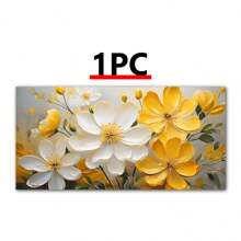 1 件/3 件带框现代黄白花卉帆布画，适合客厅，现代帆布海报，适合卧室和客厅装饰画，带框可选 - 多色 - 查看 5