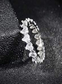 MOONSO 优雅百搭心形光滑女士戒指，时尚，适合约会、购物、派对，高品质节日礼物，R4578