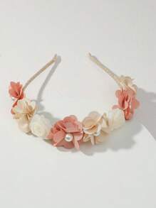 1pc Flower Printed Polyester Boho Style Handmade Fabric Flower Decor Headband, Suitable For All Seasons - Multicolor - View 2