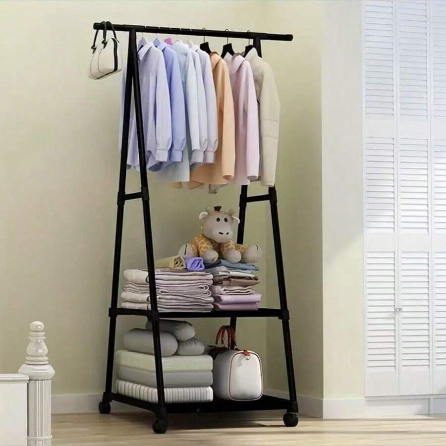Bedroom: Sleep At Night, Put Clothes, Bedside Simple Drying Rack, Coat Rack, Floor Hanger, Triangular Folding Rack - Multicolor - View 1