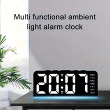 1pc LED Modern Multi-Function Digital Alarm Clock Ambiance Light With Adjustable Brightness, Date Display And USB Power Supply, Dual Alarm Clock Display - Stylish Rectangular Design For Bedroom And Living Room Decor, Bedroom Alarm Clock ( No Battery, Battery Only Memory Function ) Gifts Birthday Graduation