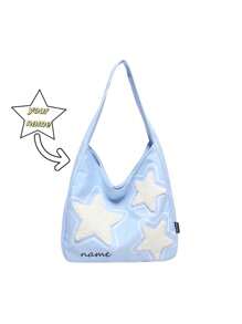 Personalized Customized Tote Bag, Star Pattern Single Room Armpit Bag, Portable Casual Storage Tote Bag, Fashionable Nylon Shoulder Bag, Lightweight Travel Tote Bag, Bridesmaid Bridal Party Girl Travel Gift, Suitable For Daily Use - A - View 3