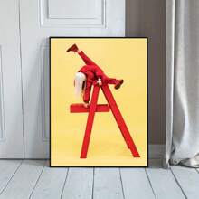 1 pezzo Stampa artistica moderna su tela per arredamento, immagine di una donna su una scala rossa, cartellone di album musicali, opera d'arte da parete senza cornice, regalo ideale per soggiorno, camera da letto, decorazione per la casa, senza cornice