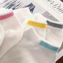 6 Pairs Women's Low Vamp Socks, Cute Japanese Style Boat Socks, Short Tube Plain Color Anti-Odor Socks