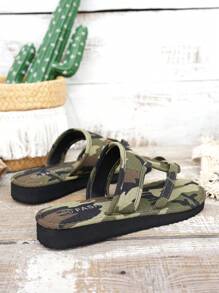 New Flat Slippers, Fashionable Clip Army Green Sandals, Non-Slip Beach Slippers, Versatile Casual Lightweight Breathable Flip Flops - Army Green - View 5