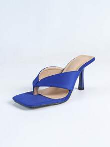 نعال صندل للنساء ذات كعب عالي رفيع مربع الشكل، أنيقة وعصرية للصيف متعددة الألوان