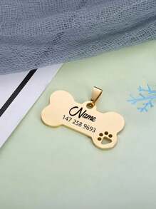 Cutstomiszed Stainless Steel Durable Pet Tags - Engraved Personalized Dog Tags, Cat Tags ,Bone Shaped Pet Tags, Available In Multiple Colors,Including Color, Silver, Gold , Rose Gold, Blue, Black,DIY Pet Tags With Phone Numbers And Names,Pet Collar Tags, For Small Large Dogs Cats