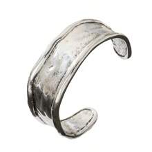 1pc Vintage Style Oversized Wide Silver-Tone Metal Chunky Fashion Bracelet - Antique Silver - View 4