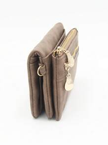 Sac à main marron à double fermeture éclair, portefeuille long premium portable, PU vintage et usé, grande capacité, portefeuille pliant multifonctionnel pour femme, pochette pratique pour femme au quotidien, porte-cartes bancaires et porte-téléphone casual et portable pour femme - Tabac - Voir 5