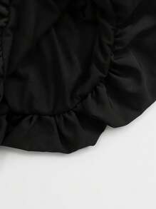 Black Ballet-Style Flower Bud Skirt; Girl's Summer Sweet High-Waisted Half-Skirt French Puffy Lantern Skirt.