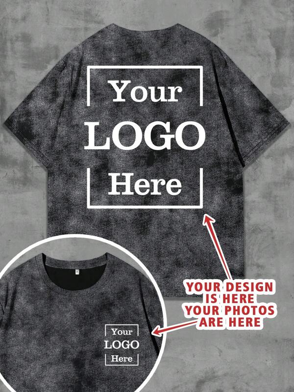 Customizable Vintage Water Print T-Shirt For Men, Customize Your Photo, Name, Selfie/Baby/Friend/Idol/Couple/Family/Party/School/Sports/Pet Love Photo Prints