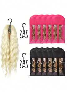1pc Non-Woven Cloth Zipper Wig Bag, Multi-Color Dust-Proof Wig Carrying Case Portable Wig Storage Bag