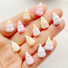 10/30/50 sztuk Miniaturowe dekoracje na butelki mleka, kolorowe żywiczne płaskie dno kryształowe małe figurki, motywy kreskówkowego jedzenia, odpowiednie do scrapbookingu, zdobienia paznokci, tworzenia biżuterii i rzemiosła świątecznego - losowa mieszanka - Wielokolorowe - Zobacz 13