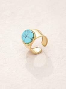 1 件复古风格不锈钢开口戒指，欧美设计