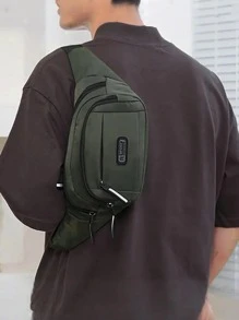 1pc Large-Capacity Men's Stylish Waterproof Waist Bag, Multi-Functional, Wear-Resistant, Multi-Compartment Waist Bag, With Adjustable Strap, Zipper Closure, Perfect For Sports, Fitness, Travel, Business And Daily Commute