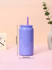 1 Stück neue 16oz Edelstahl Vakuumisolierter Becher, bunter Strohhalm Becher, tragbare Wasserflasche für Zuhause, Auto, Outdoor-Gebrauch