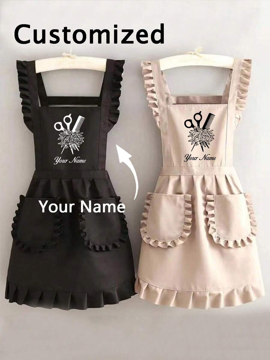 1 bucă șorț floral personalizat pentru coafuri, șorț personalizat cadou pentru femei, șorț personalizat, potrivit pentru salon de unghii, brutărie, frizer, uniformă de lucru pentru restaurant, supermarket, cafenea