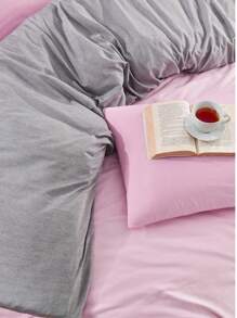 3/4 PIECES | ALYAM HOME DUVET SET SOFT AND COZY | 160*220 200*220 DUVET COVER |50*70 PILLOW CASE 1/2 PCS | FITTED SHEET 100*200*30 160*200*30 1 Pc - Coral Pink - View 2