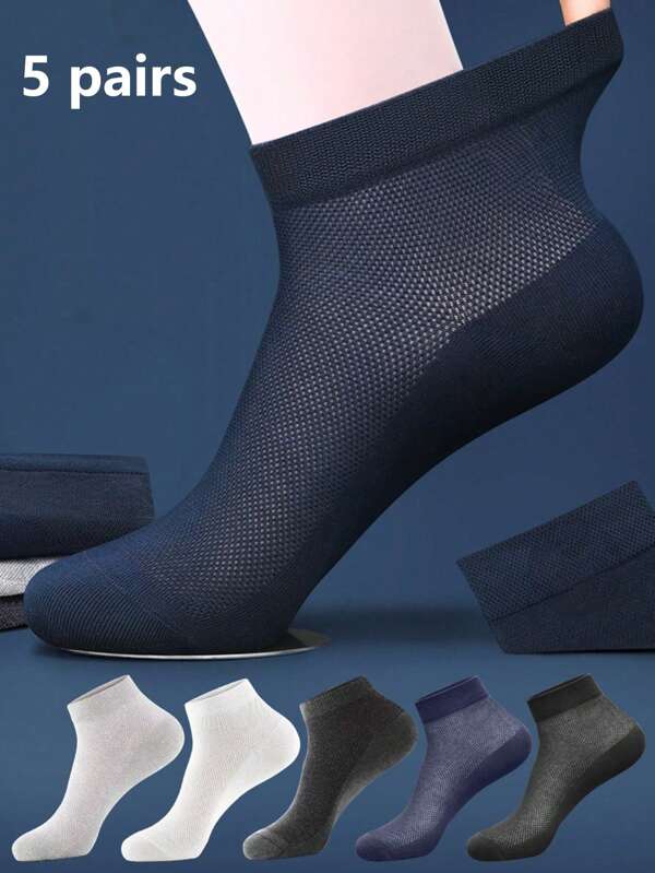 5 pares de calcetines cortos de hombre multicolor, calcetines de tobillo livianos, transpirables y con malla anti-olor para uso diario en verano